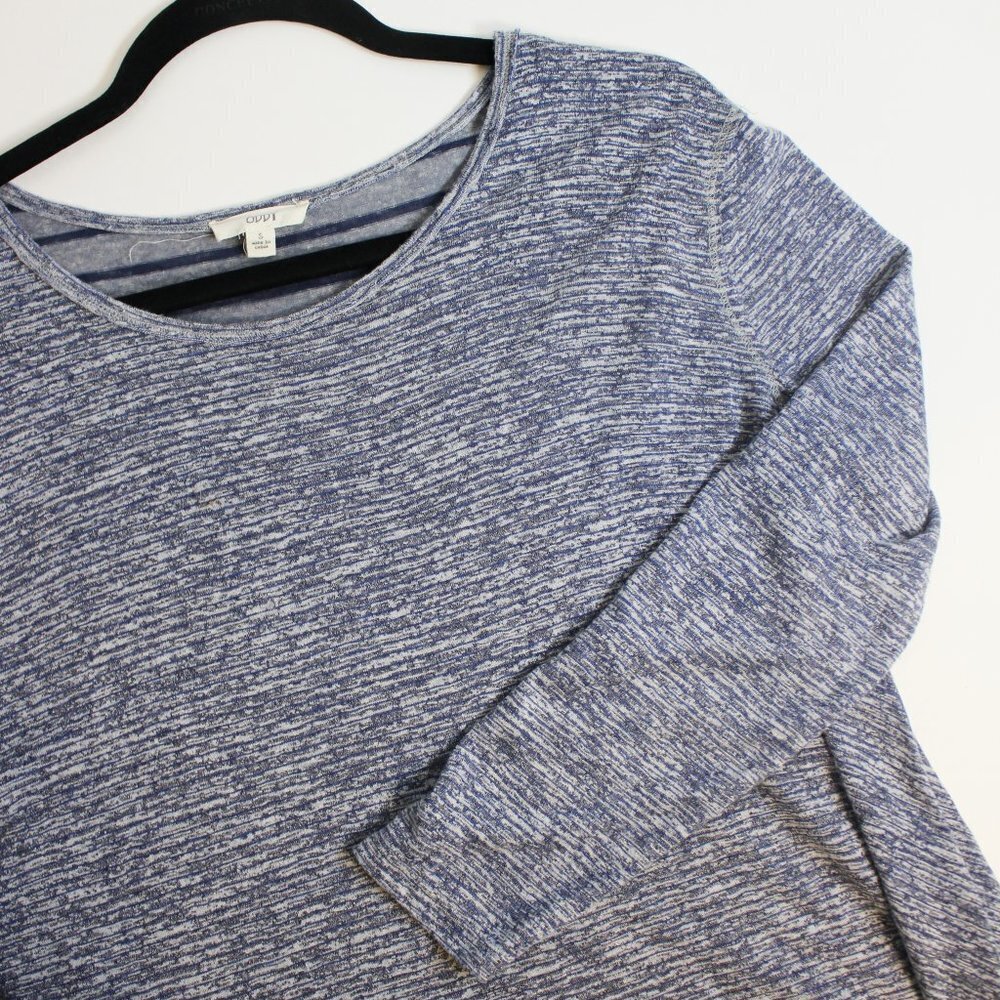 Oddy Long Sleeve Blue Gray Striped Tunic Top Small